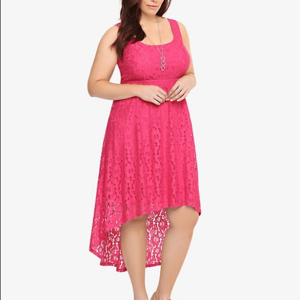 TORRID pink lace high low dress size 12